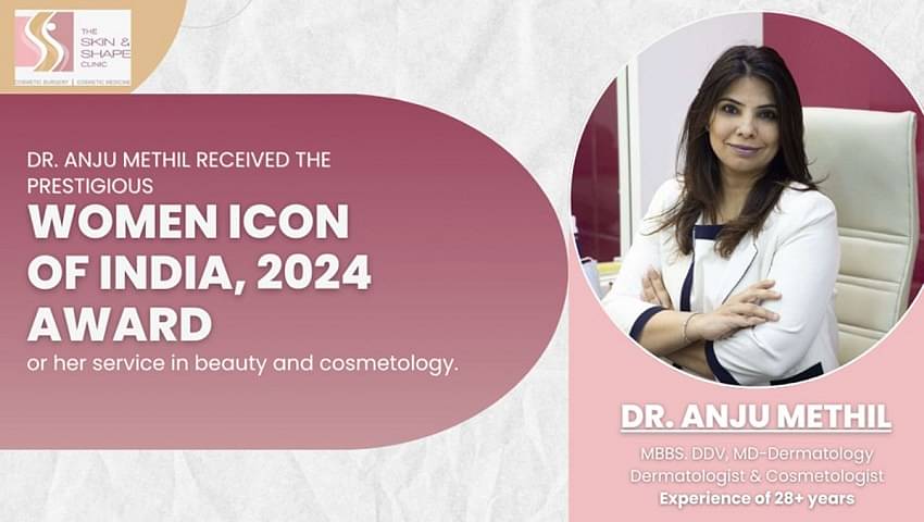 Dr. Anju Methil received the prestigious Women Icon of India, 2024' Award for her service in beauty and cosmetology Read more at: https://www.deccanherald.com/brandspot/featured/dr-anju-methil-received-the-prestigious-women-icon-of-india-2024-award-for-her-service