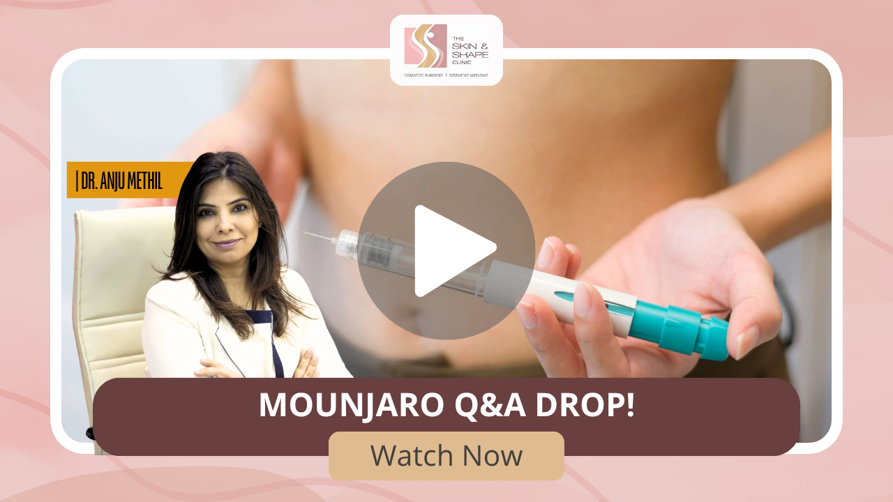 GMounjaro Q&A drop!et Hyper-Realistic Eyebrows with Nano Brows Banner featuring Dr. Anju Methil with a syringe, promoting MOUNJARO Q&A DROP — Watch Now.