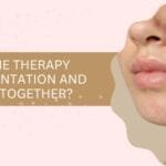 Promotional banner about exosome therapy for pigmentation and acne scars, with a close-up of a cheek showing acne lesions.